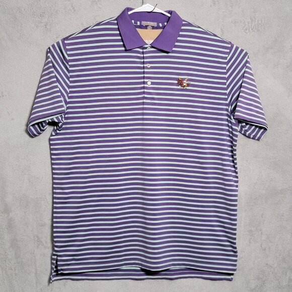 Peter Millar Other - Peter Millar Polo Men Sz XL Purple Stripe Summer Comfort Shirt Double Eagle Logo